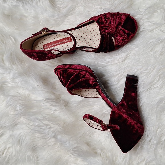 But another innocent tale velvet,wine colored heels - Picture 3 of 11